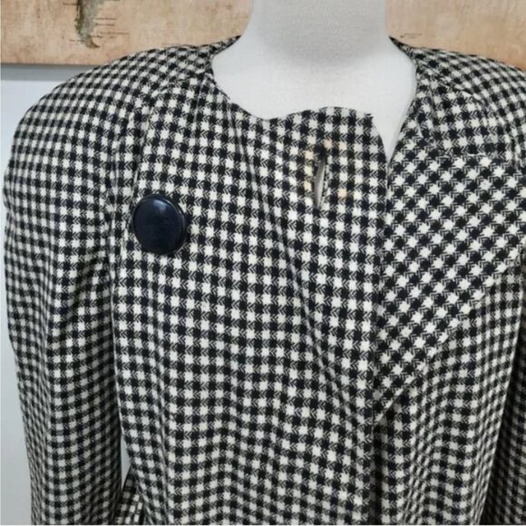 Vtg 50s unique wool gingham coat - Picture 6 of 10